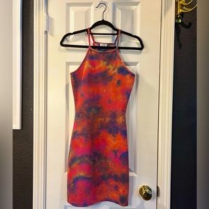 ALOHA Groovy Mini Tie Dye Bodycon Dress NWOT